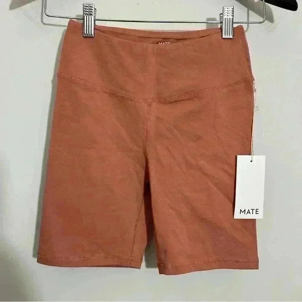 NWT Mate the Label Organic Stretch Biker Short High Rise Size S